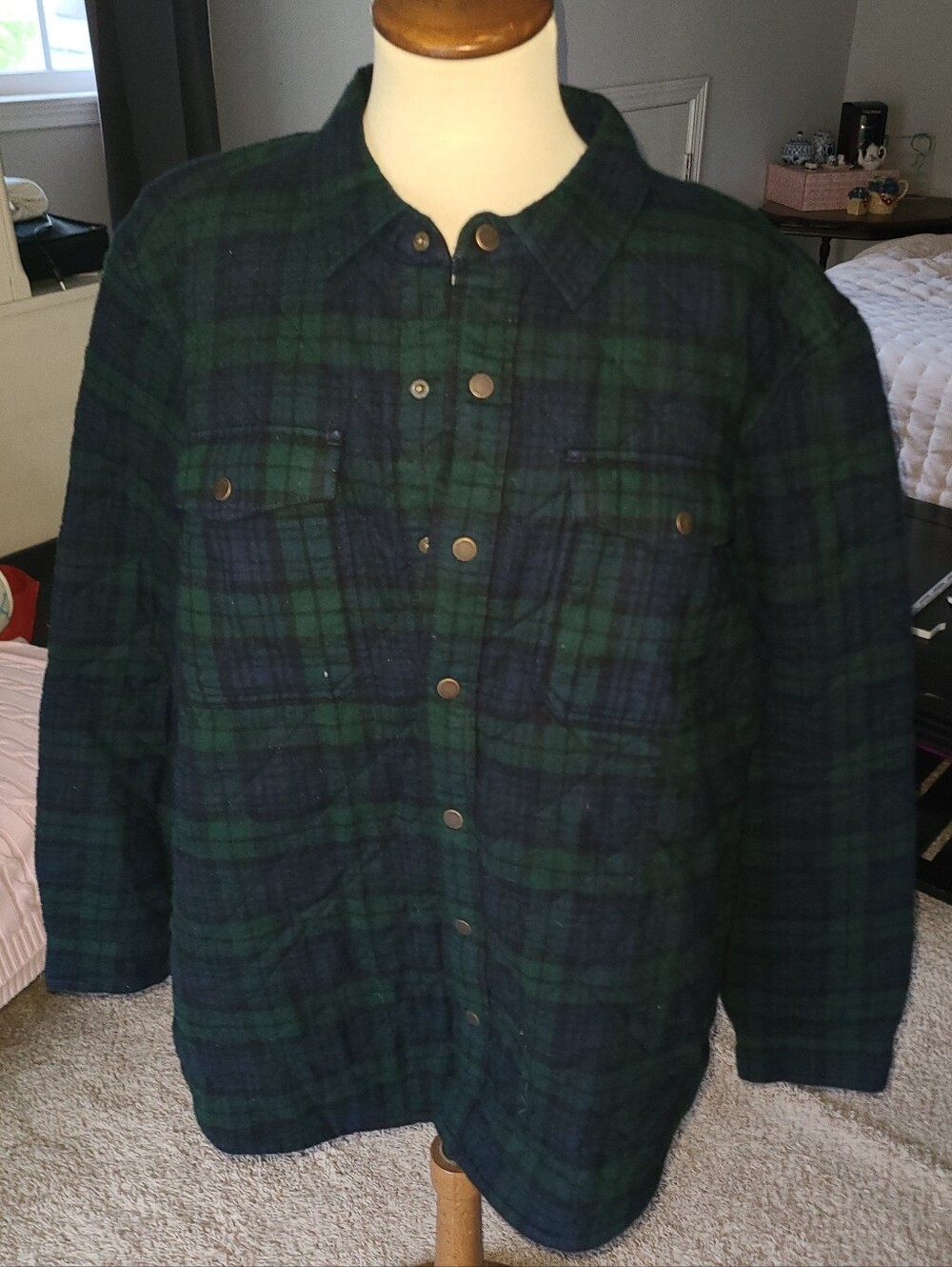 L.L. Bean Jacket L Scotch Plaid Flannel Slightly Fitted Quilted Lined Shacket